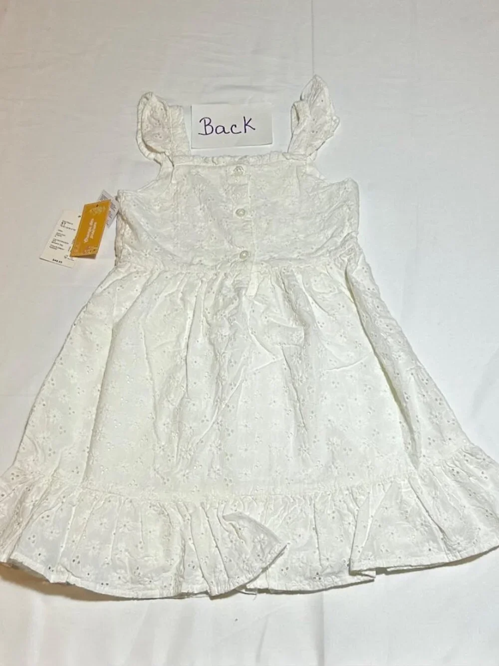 Gymboree Girls White Bunny's Tail Sleeveless Eyelit Flutter Dress Prairie Fields